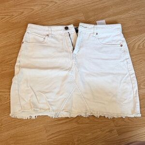 Volcom White Frayed Hem Denim Mini Skirt